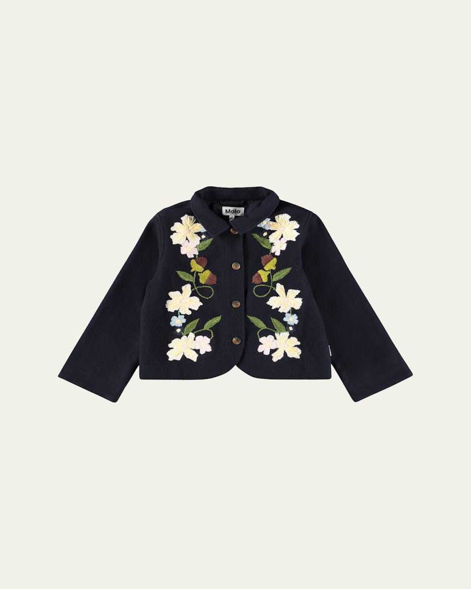 Girl's Harmony Floral Embroidered Jacket, Size 8-16